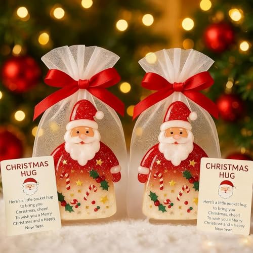 Little Pocket Christmas Hug, Kleine Taschen-Weihnachtsumarmung, Weihnachtsmann Emotionale Unterstützung Taschen Umarmungen mit inspirierender Karte, Weihnachtskarte für Freund, Familie (2PCS) von CHENRI