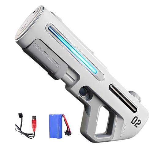 Long-Range Electric Water Blaster with LED for Kids Adults, Wasserpistole Elektrisch Große Reichweite mit Licht, Automatische Wasserpistole mit automatische Wasseraufnahme für Erwachsene Kinder (Weiß) von CHENRI