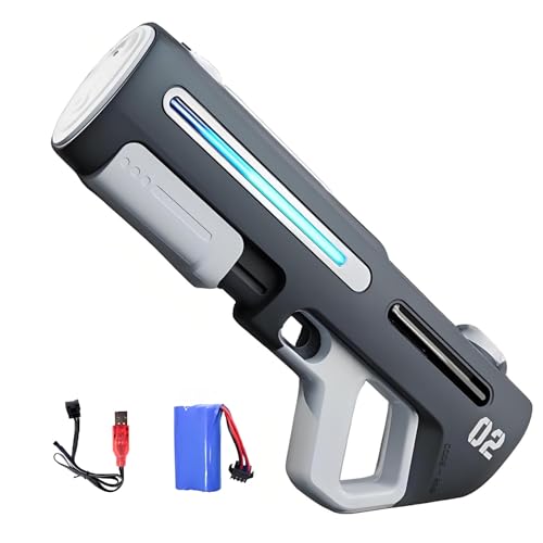Long-Range Electric Water Blaster with LED for Kids Adults, Wasserpistole Elektrisch Große Reichweite mit Licht, Automatische Wasserpistole mit automatische Wasseraufnahme für Erwachsene Kinder (Grau) von CHENRI