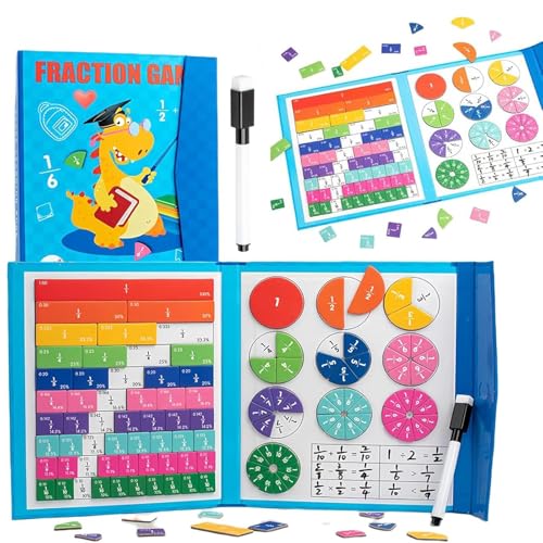 Magnetic Fraction Demonstration Book, Mathematik-Ressourcen, Bruchrechnen Material Magnetisch, Magnetisches Bruchteil Puzzle mit Stift, Mathematik-Lernspielzeug für Kinder Geburtstag Weihnachten (A) von CHENRI