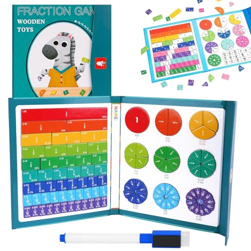 Magnetic Fraction Demonstration Book, Mathematik-Ressourcen, Bruchrechnen Material Magnetisch, Magnetisches Bruchteil Puzzle mit Stift, Mathematik-Lernspielzeug für Kinder Geburtstag Weihnachten (B) von CHENRI
