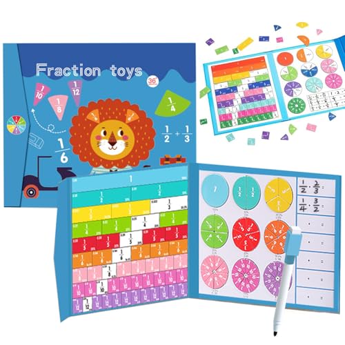 Magnetic Fraction Demonstration Book, Mathematik-Ressourcen, Bruchrechnen Material Magnetisch, Magnetisches Bruchteil Puzzle mit Stift, Mathematik-Lernspielzeug für Kinder Geburtstag Weihnachten (C) von CHENRI