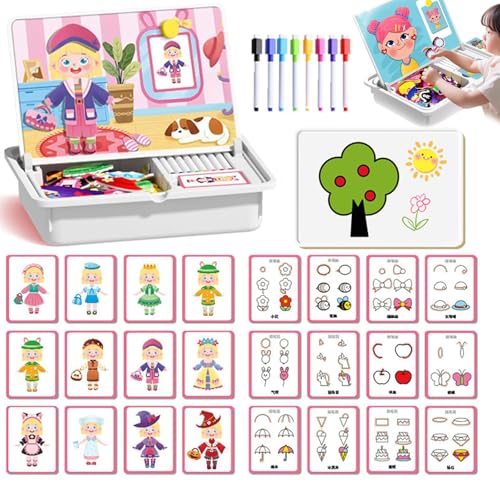 Magnetic Puzzles Face Dress up Travel Game, Magnetpuzzles Gesicht verkleiden Reisespiel, Lustige Gesichter Magnetspiel mit Zeichenbrett und Stift, Magnetische Puzzle Lernspiel für Kinder (C) von CHENRI