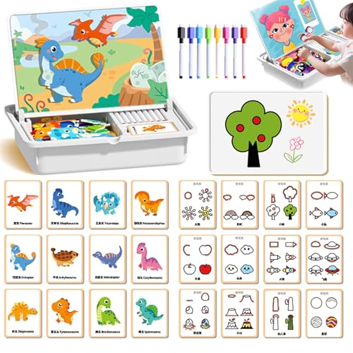 Magnetic Puzzles Face Dress up Travel Game, Magnetpuzzles Gesicht verkleiden Reisespiel, Lustige Gesichter Magnetspiel mit Zeichenbrett und Stift, Magnetische Puzzle Lernspiel für Kinder (D) von CHENRI