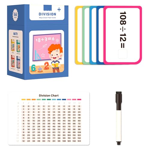 Mathematical Training Oral Arithmetic Cards, 177 Mathe Lernkarten 1. Klasse, Lernkarten Mathematik Für Multiplikation, Division, Addition und Subtraktion, Lernspielzeug für Kinder (Division, 1) von CHENRI