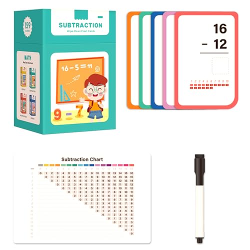 Mathematical Training Oral Arithmetic Cards, 177 Mathe Lernkarten 1. Klasse, Lernkarten Mathematik Für Multiplikation, Division, Addition und Subtraktion, Lernspielzeug für Kinder (Subtraktion, 1) von CHENRI
