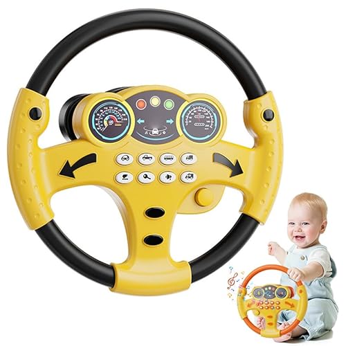 Musical Steering Wheel Toy, Musikalisches Lenkradspielzeug, Lenkrad mit verschiedenen, Spielzeuglenkrad mit LED Licht und Musik, Simuliertes Fahrlenkrad-Spielzeug Geschenk für Jungen Mädchen (Schwarz) von CHENRI