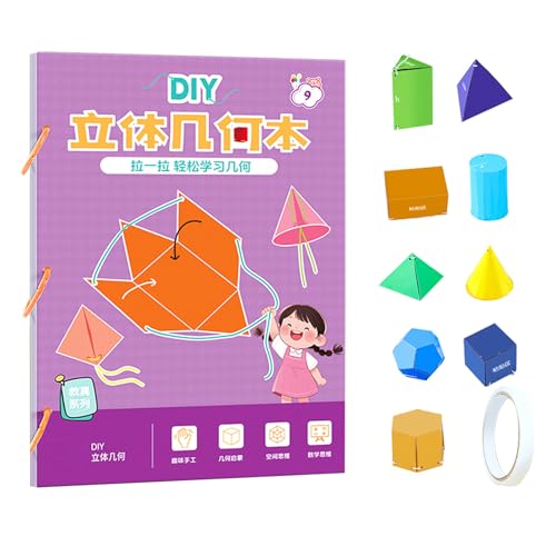 Pull String 3D Geometry Learning Book, 3D-Geometrie-Lernbuch mit Zugschnur, Geometrie für Anfänger mit geometrischem Modell, Geometrie Lernspielzeug Geschenk für Jungen und Mädchen (A) von CHENRI