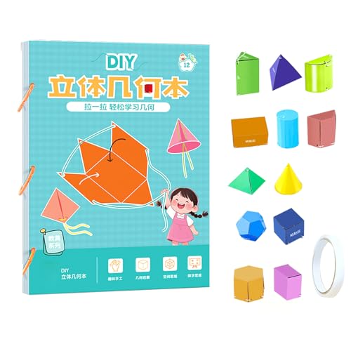 Pull String 3D Geometry Learning Book, 3D-Geometrie-Lernbuch mit Zugschnur, Geometrie für Anfänger mit geometrischem Modell, Geometrie Lernspielzeug Geschenk für Jungen und Mädchen (B) von CHENRI