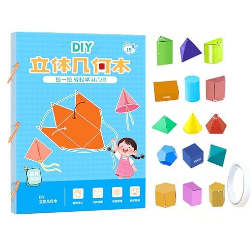 Pull String 3D Geometry Learning Book, 3D-Geometrie-Lernbuch mit Zugschnur, Geometrie für Anfänger mit geometrischem Modell, Geometrie Lernspielzeug Geschenk für Jungen und Mädchen (C) von CHENRI