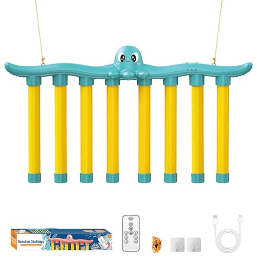 Reaction Challenge Octopus Stick Grab Game, 2025 Reflex-Herausforderungsspiel Verbessern mit Fernbedienung, Fangspiel Fallende Stöcke Reaktion, Catch Falling Stick-Spiel mit 3 Gang für Kinder (Blau) von CHENRI