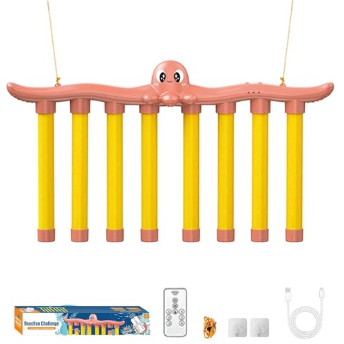 Reaction Challenge Octopus Stick Grab Game, 2025 Reflex-Herausforderungsspiel Verbessern mit Fernbedienung, Fangspiel Fallende Stöcke Reaktion, Catch Falling Stick-Spiel mit 3 Gang für Kinder (Rosa) von CHENRI