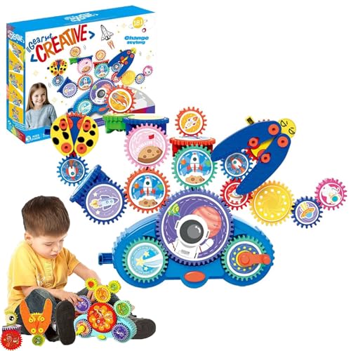 Serifik Creative Learning Building Blocks, Serifik Bausteine, STEM Zahnradspiel für Kinder, Elektrischer & Manueller Dual-Modus, Motorikspiel Baubaustein-Spielzeug für Jungen Mädchen (Astronaut) von CHENRI
