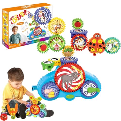 Serifik Creative Learning Building Blocks, Serifik Bausteine, STEM Zahnradspiel für Kinder, Elektrischer & Manueller Dual-Modus, Motorikspiel Baubaustein-Spielzeug für Jungen Mädchen (Tier) von CHENRI