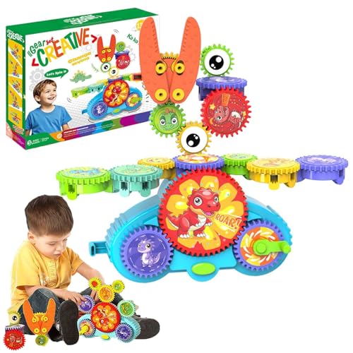 Serifik Creative Learning Building Blocks, Serifik Bausteine, STEM Zahnradspiel für Kinder, Elektrischer & Manueller Dual-Modus, Motorikspiel Baubaustein-Spielzeug für Jungen Mädchen (Dinosaurier) von CHENRI
