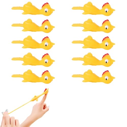 Slingshot Chicken Flying Finger Toy, Schleuder Huhn Fliegendes Fingerspielzeug, Strecken Fliegende Hühner Schnipsen Spielzeug, Fliegendes Huhn Stress Spielzeug für Kinder (10PCS) von CHENRI