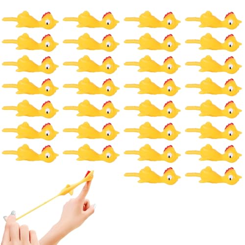 Slingshot Chicken Flying Finger Toy, Schleuder Huhn Fliegendes Fingerspielzeug, Strecken Fliegende Hühner Schnipsen Spielzeug, Fliegendes Huhn Stress Spielzeug für Kinder (30PCS) von CHENRI
