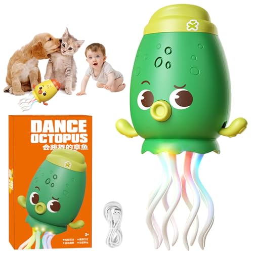 Smart Tentacle Explorer, wackeliger Wunder-Oktopus, Elektrisches tanzendes Oktopus-Spielzeug mit LED-Licht und Musik, Wiederaufladbare Krabbelspielzeug Musikspielzeug für Kinder, Haustiere (Grün) von CHENRI