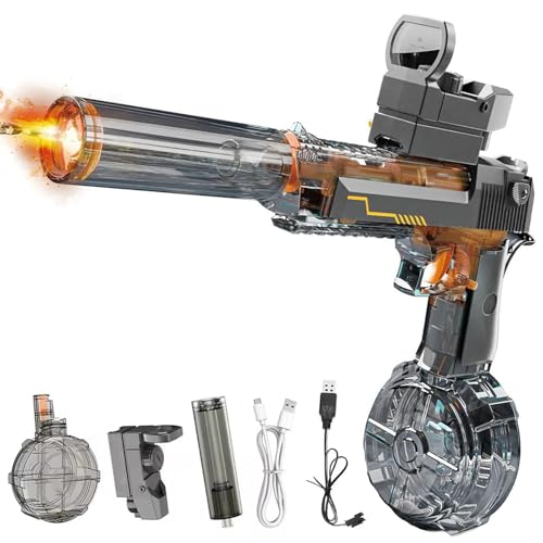Splasher X Water Gun, Splasher Water Gun, Wasserpistole Elektrisch, Automatische Wasserpistole Große Reichweite mit Licht, Outdoor Wasserspielzeug für Summer Schwimmbad Party Spiel (Grau) von CHENRI