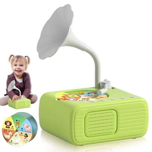 Sweako Kids Phonograph with 96 Cards, Plattenspieler Grammophon-Spielzeug Für Kleinkinder, Spielzeug-Musikplayer, Musikalisches Spielzeug Geschenk für Jungen und Mädchen (Grün) von CHENRI