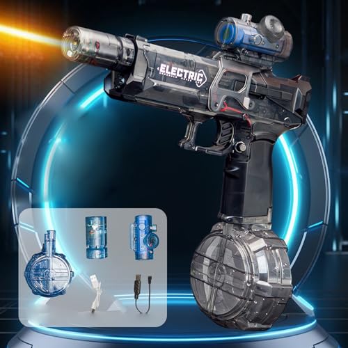 Ultimate Battle Blaster Long Range Motorized Water Gun with Interactive Lighting, Elektrische Wasserpistole mit LED Licht & Großer Reichweite, Automatische Sommer Wasserspielzeug für Pool (Schwarz) Ultimate Battle Blaster Long Range Motorized Water Gun with Interactive Lighting, Elektrische Wasserpistole mit LED Licht & Großer Reichweite, Automatische Sommer Wasserspielzeug für Pool (Schwarz) von CHENRI