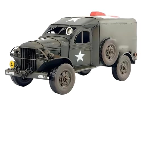 CHENXIAOLAN Miniaturmodelle Retro-Eisenkunst-Militärfahrzeug M37 1951 LKW-Modell Für Erwachsene Sammlung Geschenk Display Souvenir-Ornament Fertigmodell (Color : Green-A) von CHENXIAOLAN