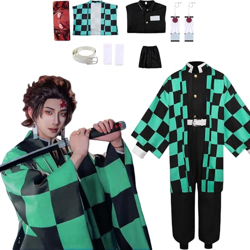 CHENYIZDQ Tanjirouu Cosplay-Kostüm Ghost Kill Team Cosplay Grünes Gitter Mantel Erwachsene Komplettes Set Kostüm Halloween Party, Grün , L CHENYIZDQ Tanjirouu Cosplay-Kostüm Ghost Kill Team Cosplay Grünes Gitter Mantel Erwachsene Komplettes Set Kostüm Halloween Party, Grün , L von CHENYIZDQ