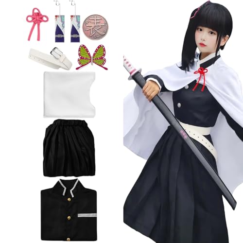 CHENYIZDQ Tsuyuri Kanao Cosplay Kostüm Blume Atmung Kimono Full Set für Frauen Plus Size Halloween Party Anime Outfit, Schwarz, S von CHENYIZDQ