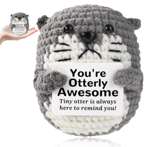 Otters Positive Häkeltiere, emotionale Unterstützung, Geschenk, handgefertigte Otter-Häkeln mit erhebender Nachrichtenkarte, niedlicher positiver Seeotter Häkeln für Zuhause, Büro, emotionale von CHENYUOUYANG