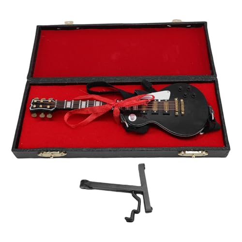 CHEOTIME 18cm Wooden Miniature Electric Guitar, Black Mini Musical Instrument Model with Stand and Case for Home Decoration Display Ornament CHEOTIME 18cm Wooden Miniature Electric Guitar, Black Mini Musical Instrument Model with Stand and Case for Home Decoration Display Ornament von CHEOTIME