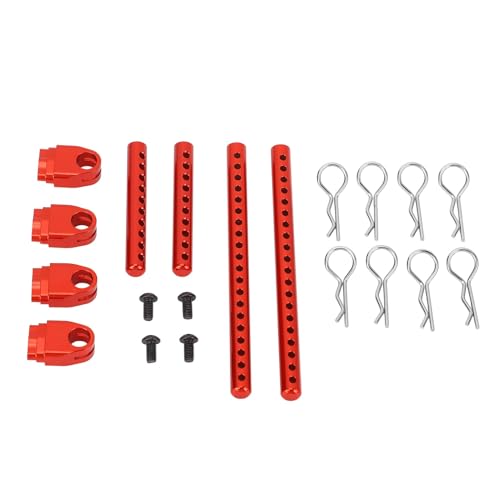 CHEOTIME 4 PCs RC Car Shell Post Set, Premium -Aluminium -Legierungskörper -Mount -Säule mit R -Pins für 1:10 Road Racing RC -Autos (Rot) von CHEOTIME
