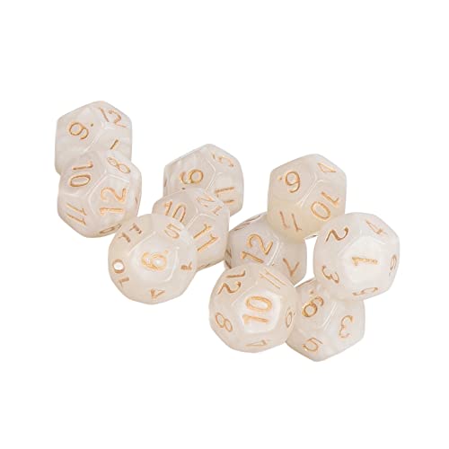CHEOTIME 40-teiliges polyedrisches Würfelset, 12-seitiges Spielwürfelset, klare Zahlen, wasserdicht, 12-seitiges Würfelset für Spielunterricht, Tischspiele (Weiß) von CHEOTIME