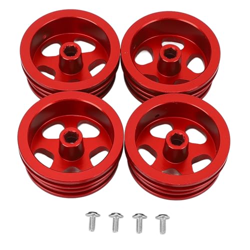 CHEOTIME 4PCS RC Autorad Rand, Aluminiumlegierung RC Car Wheel Hub Rim für MN82, LC79 Rows & Stylish RC Crawler Car Wheel Rand (Rot) von CHEOTIME