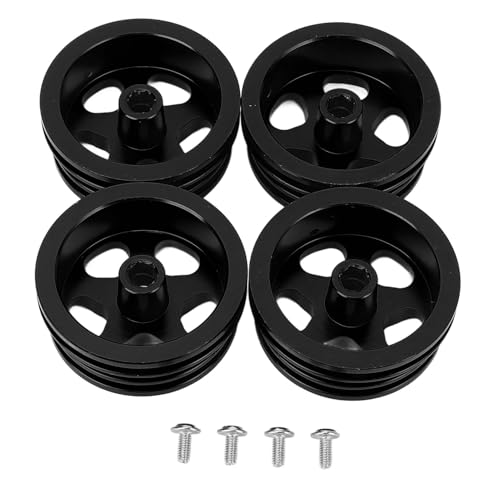 CHEOTIME 4PCS RC Autorad Rand, Aluminiumlegierung RC Car Wheel Hub Rim für MN82, LC79 Rows & Stylish RC Crawler Car Wheel Rand (Schwarz) von CHEOTIME
