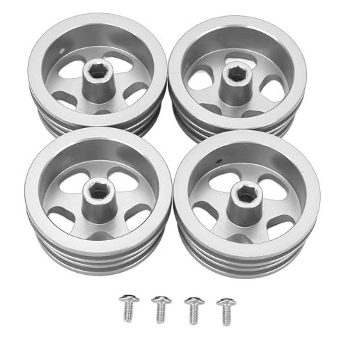 CHEOTIME 4PCS RC Autorad Rand, Aluminiumlegierung RC Car Wheel Hub Rim für MN82, LC79 Rows & Stylish RC Crawler Car Wheel Rand (Silber) von CHEOTIME