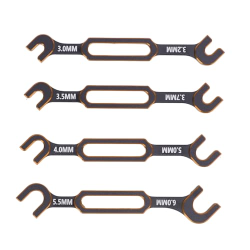 CHEOTIME 4pcs RC -Schraubenschlüssel 3.0 3.2 3.5 3.7 4.0 5,0 5,5 6,0 mm Spannschloss Nussballgelenk Remover RC Reparaturwerkzeug für Crawler Car Boat Drohne Upgrade Teile (Gold) von CHEOTIME