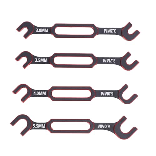 CHEOTIME 4pcs RC -Schraubenschlüssel 3.0 3.2 3.5 3.7 4.0 5,0 5,5 6,0 mm Spannschloss Nussballgelenk Remover RC Reparaturwerkzeug für Crawler Car Boat Drohne Upgrade Teile (Rot (1,0 mm Dicke)) von CHEOTIME