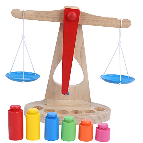 CHEOTIME Balancing Scale Toy, Wooden Educational Fine Motor Skill Learning Weights Set Colorful Toddler Balance Toy Counting Toys for Boys Girls Kids Ages 3+ von CHEOTIME