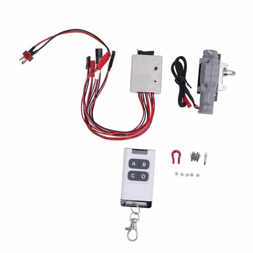 CHEOTIME Cheotimerc Car Winch, 1/10 RC Model Metal Winnch T Plug -Verlängerung Kabel Aluminium -Legierung Crawler Car Metal Winch mit Fernbedienung für 4 D90 D110 RC -Auto (Du färbte) von CHEOTIME