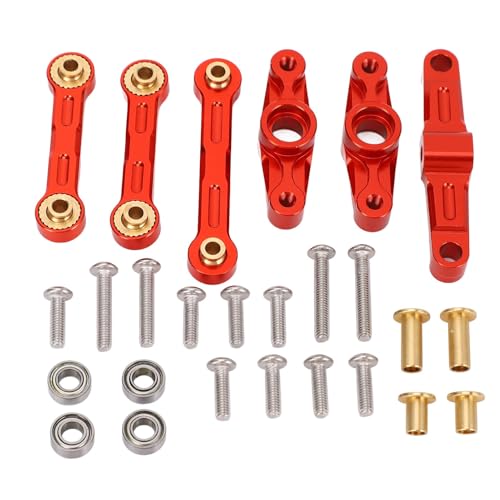 CHEOTIME Lenkung Krawatte Link Link Pull Rod Linkage, RC -Autolenker Lenkung Lenkung Lenkbaugruppe Upgrade Teile Lenkarme Set für TT02 RC -Auto (Red) von CHEOTIME