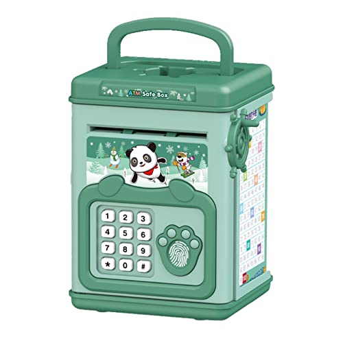 CHEOTIME Spardose für Kinder, Cartoon-Design, elektronische Spardose, Fingerabdruck-Safe, Passwort, pädagogische Kinder-Spardosen für und Mädchen (Grün) von CHEOTIME