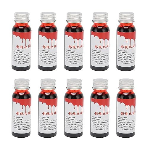 Cheotime 10pcs Fake Blood, 30 ml Flaschen Waschbares Bühnenblut für Halloween -Make -up, Cosplay -Kostüm, Spezialeffekt (Aged Blood) von CHEOTIME