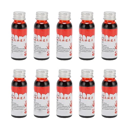 Cheotime 10pcs Fake Blood, 30 ml Flaschen Waschbares Bühnenblut für Halloween -Make -up, Cosplay -Kostüm, Spezialeffekt (Blood) von CHEOTIME