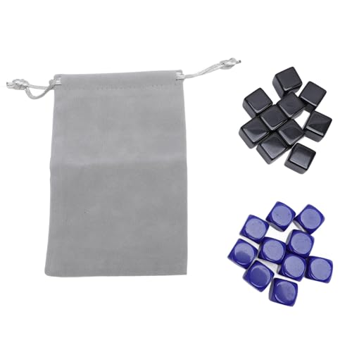 Cheotime 20pcs Wortless Dice Set, 16mm Plastik mit sechsseitigem farbigen Würfel enthält Küstenbeutel für Brettspiele, Mathematikspiele und DIY -Anpassung Black & Blue von CHEOTIME