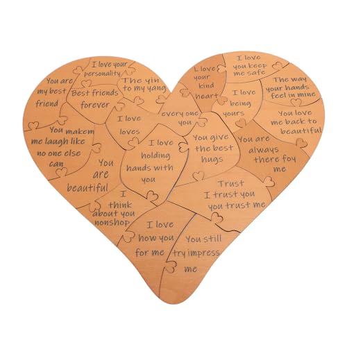 Cheotime Heart Form Puzzle mit Holzkiste, hellbraune Dichte Liebe Herzform Handwerkssäge für Jubiläum, Hochzeit und Wohnkultur von CHEOTIME