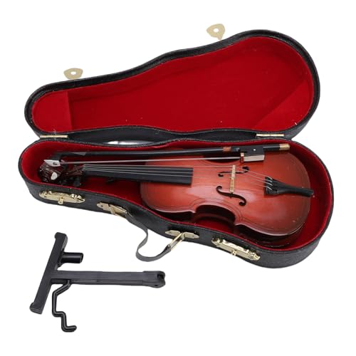 Cheotime Holz Miniatur -Cello -Modell, Mini Musikinstrument Replikmodell mit Stand Bow Case Dollhouse Accessoires Modell für Schlafzimmer Bürodekoration von CHEOTIME