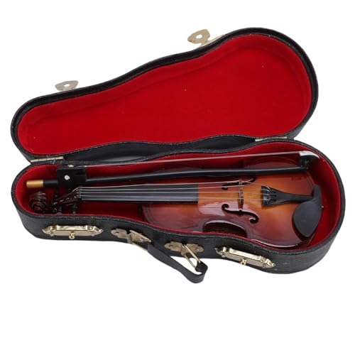 Cheotime Holz Miniatur Violine, 14 cm Mini Musikinstrument Geige Replik Geigenbasswood Miniaturinstrument Handwerks Ornamente mit Gehäuse für Zuhause von CHEOTIME