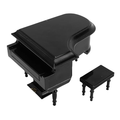 Cheotime Miniature Dollhouse Grand Piano, Mini Holz Klavier Model Schreibtisch Klavier Musikinstrument Model Ornament mit Musik für Kinder Schwarz von CHEOTIME