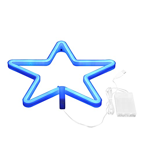 Sternform Neonschild Licht, ABS+PVC wasserdichte LED USB & Batterie angetrieben für Schlafzimmer Party Bar Hochzeit in Innenmännern Lichter (Blue) von CHEOTIME
