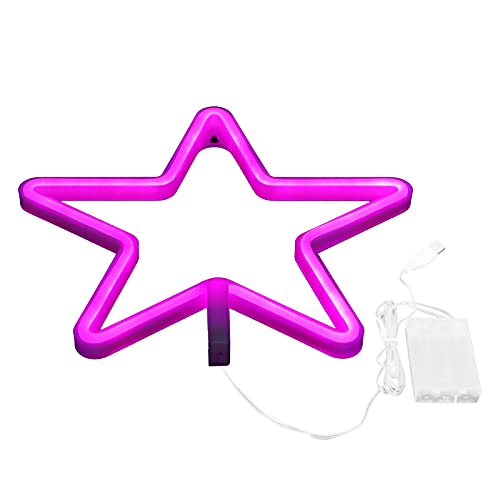 Sternform Neonschild Licht, ABS+PVC wasserdichte LED USB & Batterie angetrieben für Schlafzimmer Party Bar Hochzeit in Innenmännern Lichter (Pink) von CHEOTIME